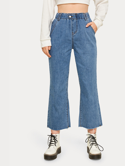 Jean taille haute avec poches