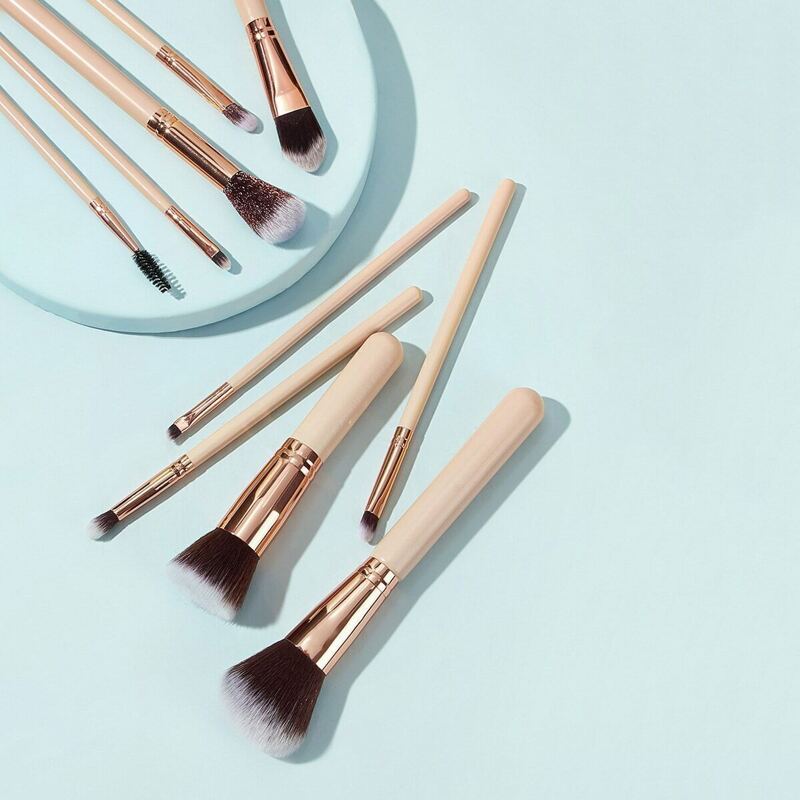 

Two Tone Handle Makeup Brush 10pcs, Pink