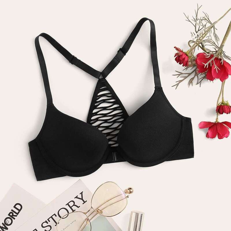 

Cut-out Back Underwire Bra, Black