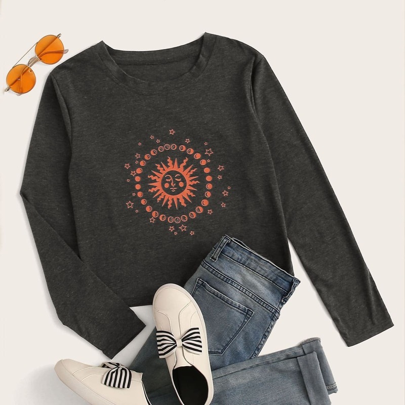 

Sun Print Long Sleeve Tee, Grey