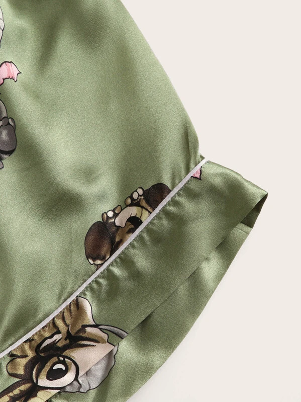 Elephant print satin pajama set Clearance