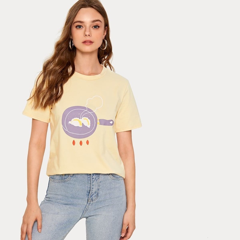 

Graphic Print Short Sleeve Tee, Beige