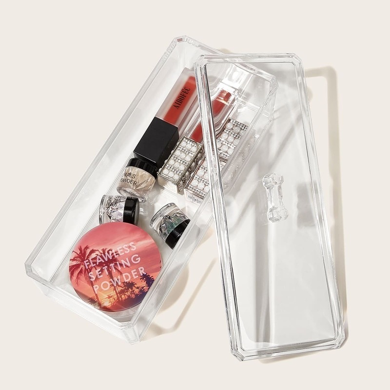 

Transparent Cosmetic Storage Box, White