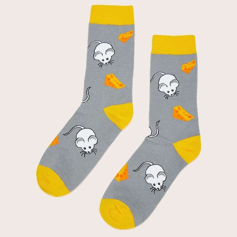 

Guys Mouse Pattern Socks 1pair, Multicolor