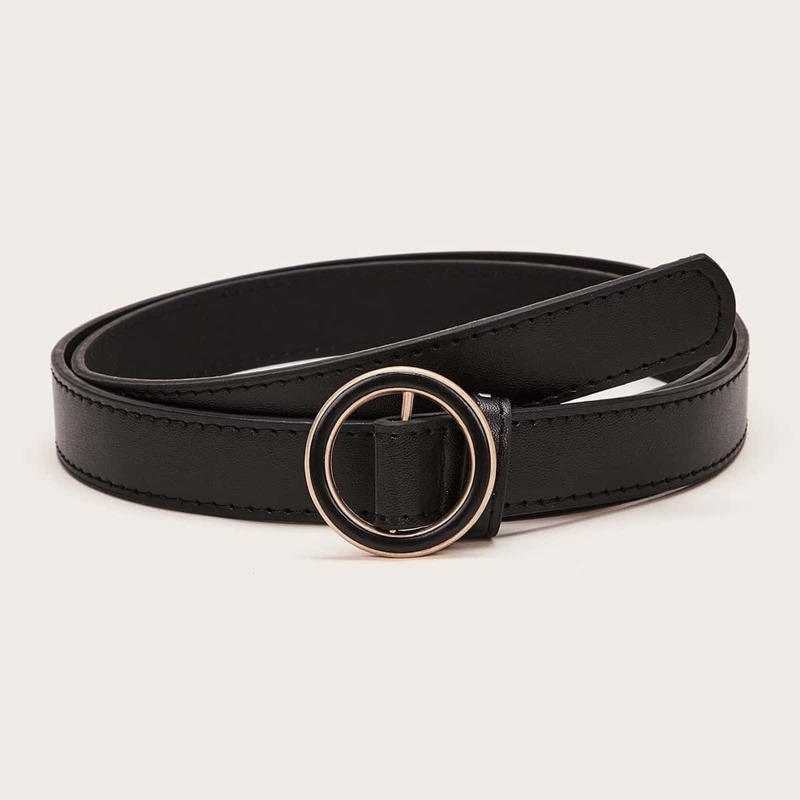 

O-ring Metal Buckle Belt, Black