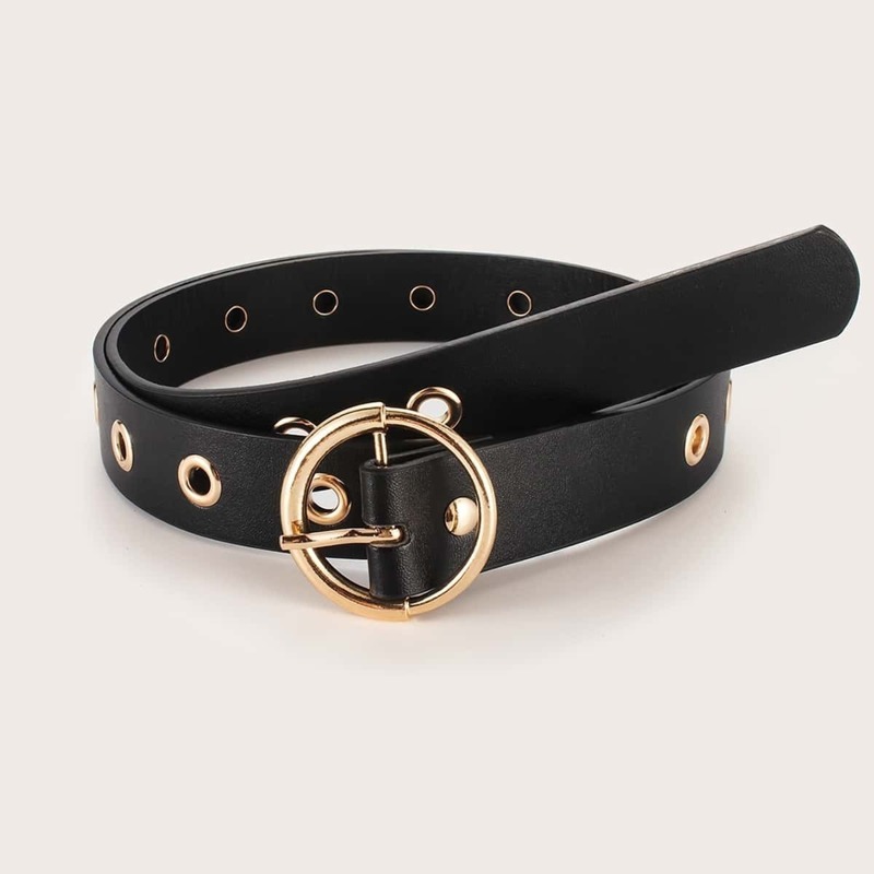 

O-ring Metal Buckle Belt, Black