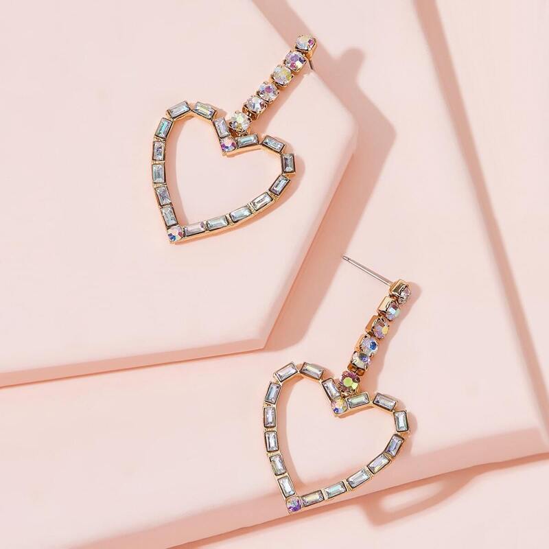 

Heart Drop Earrings 1pair, Silver
