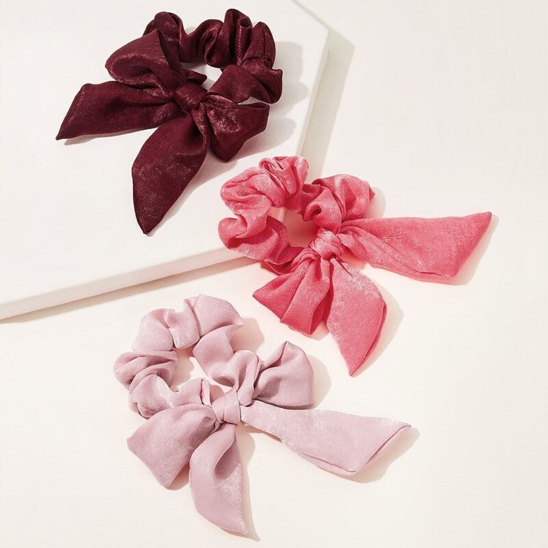 

Bow Knot Decor Velvet Scrunchie 3pcs, Multicolor