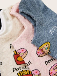 比薩餅和漢堡包圖案襪子5雙