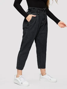 Jeans cortos con bolsillo lateral - grande - Negro - Ver 4
