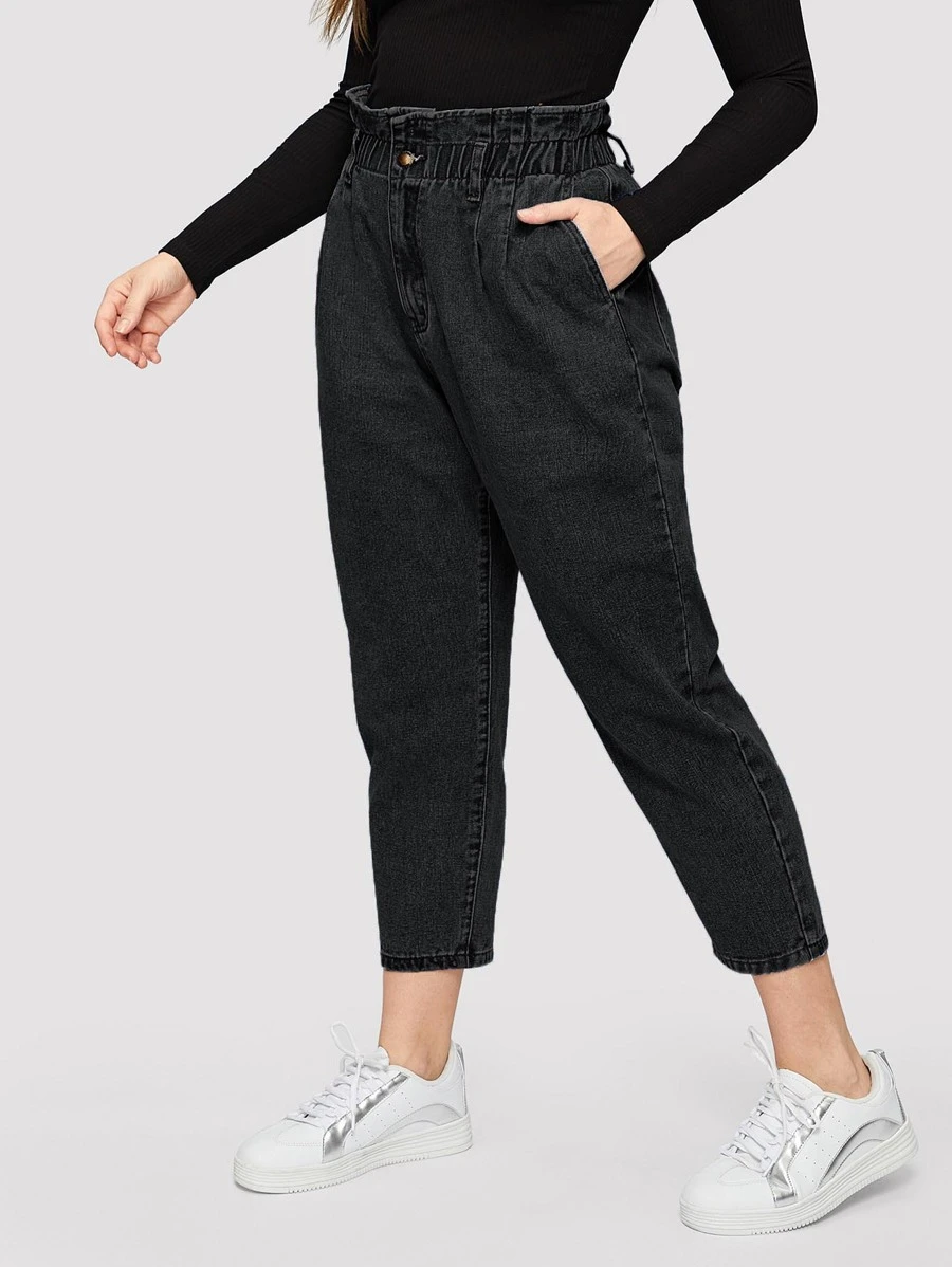 Jeans cortos con bolsillo lateral - grande - Negro - Ver 1