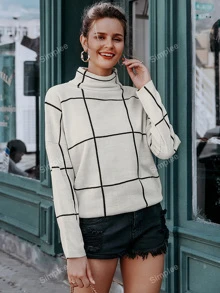 Simplee Pulover cu umeri cu grila