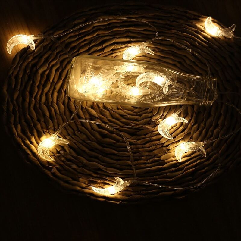 

10pcs Moon Shaped Bulb String Light 2M, Gold