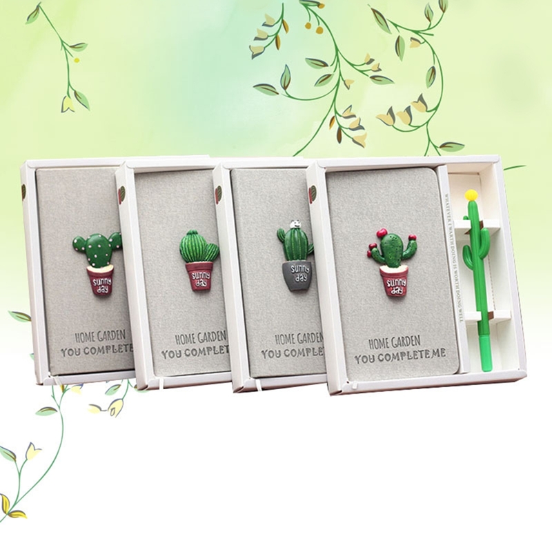 

Cactus Decor Notebook With Gel Pen 2pcs