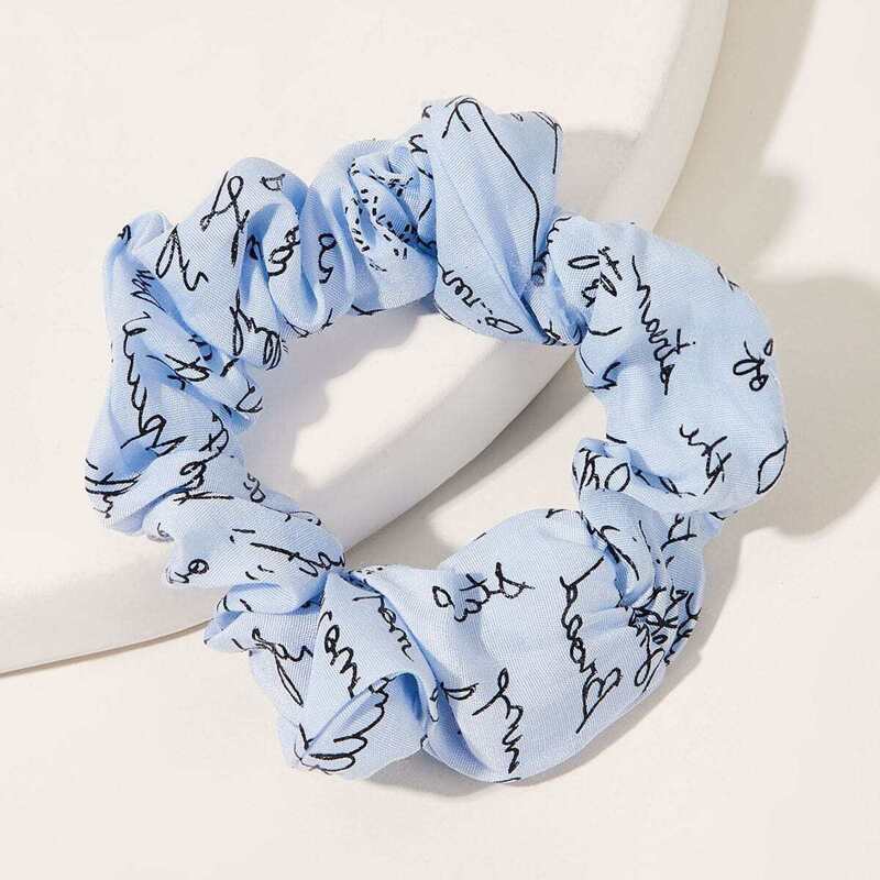 

Letter Print Scrunchies, Blue
