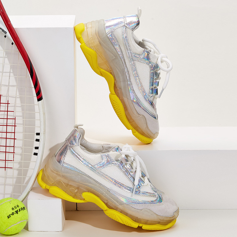 

Holographic Detail Chunky Sole Mesh Sneakers, Multicolor