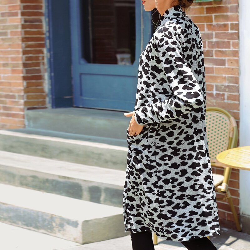 

Open Front Leopard Print Cardigan, Multicolor