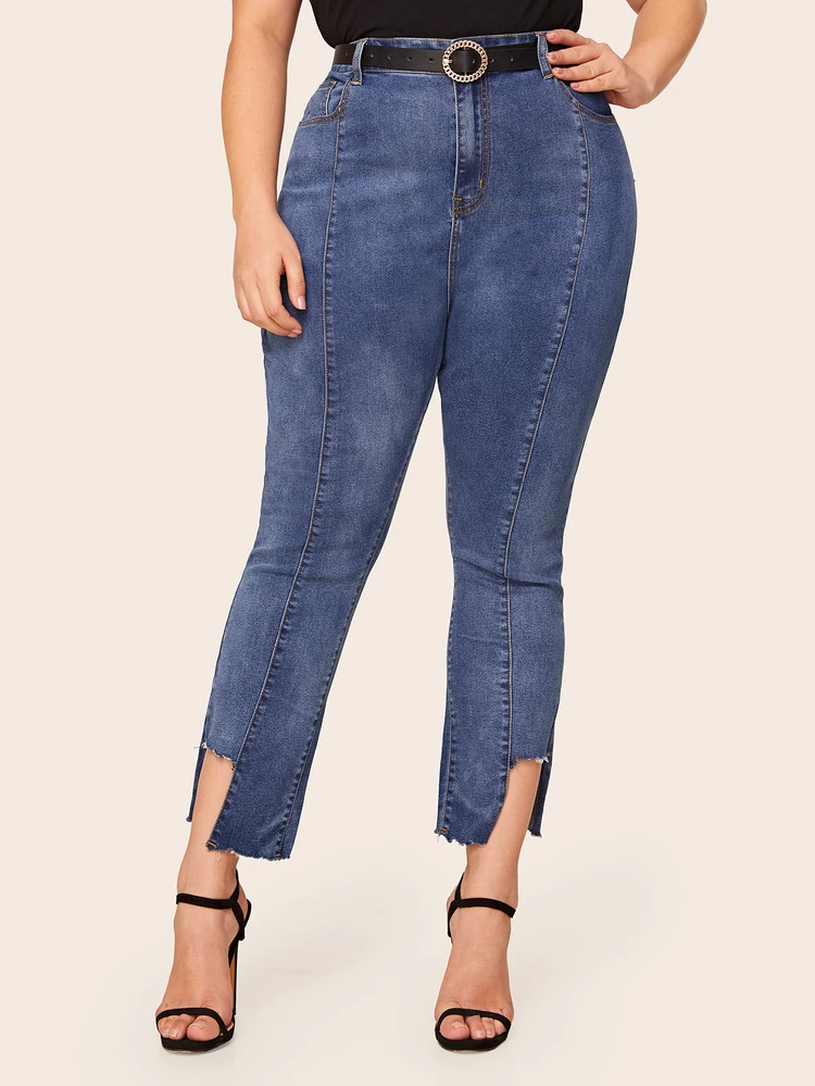 asymmetrical hem jeans