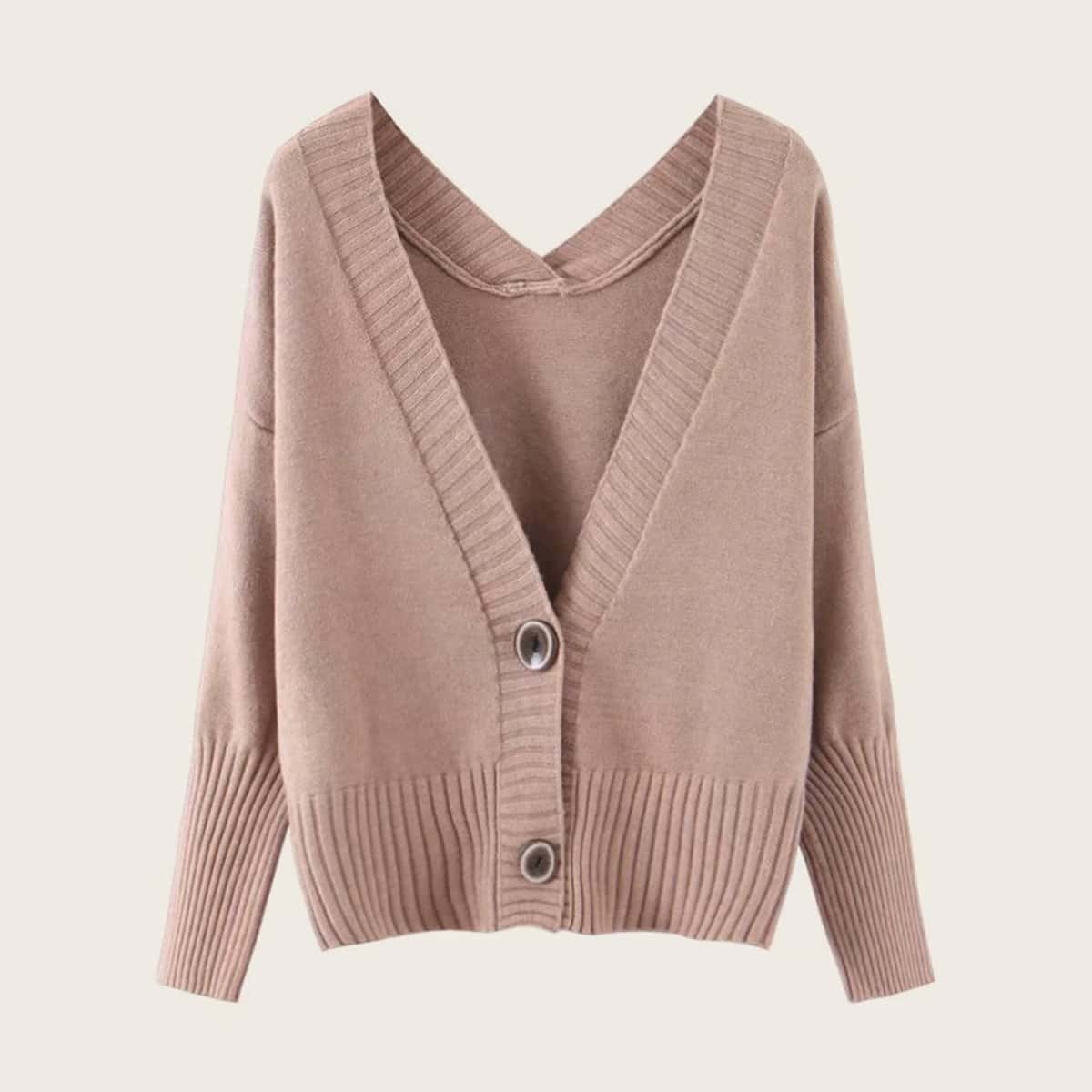

Soft Brushed Knit Single Breasted Cardigan, Camel