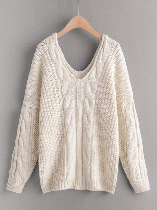 Pull En Tricot Torsade Avec Col En V Mode En Ligne Shein France