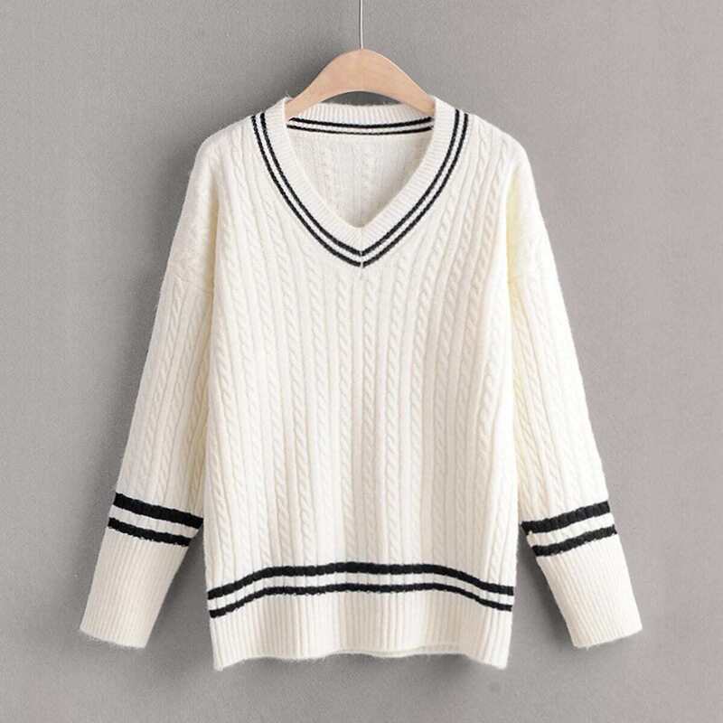 

Striped Cable Knit Cricket Sweater, Beige