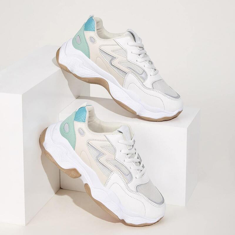 

Lace-up Front Chunky Sole Trainers, Multicolor