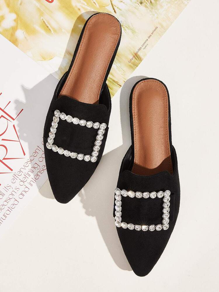 rhinestone flat mules