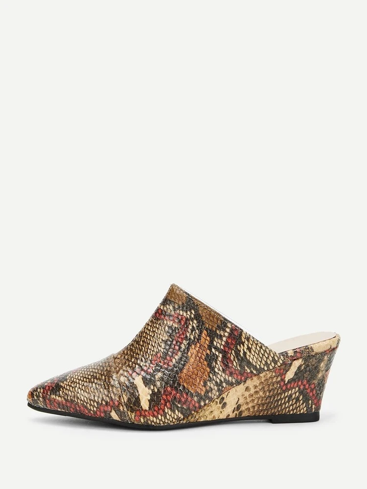 Point Toe Snakeskin Wedges
