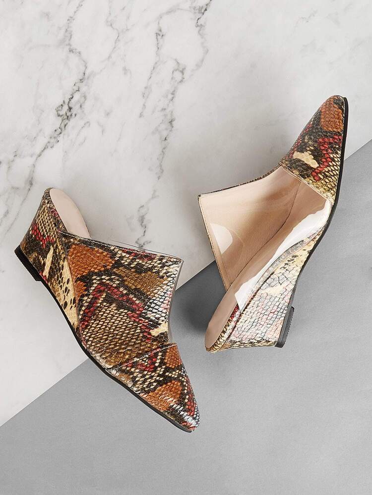 Point Toe Snakeskin Wedges
