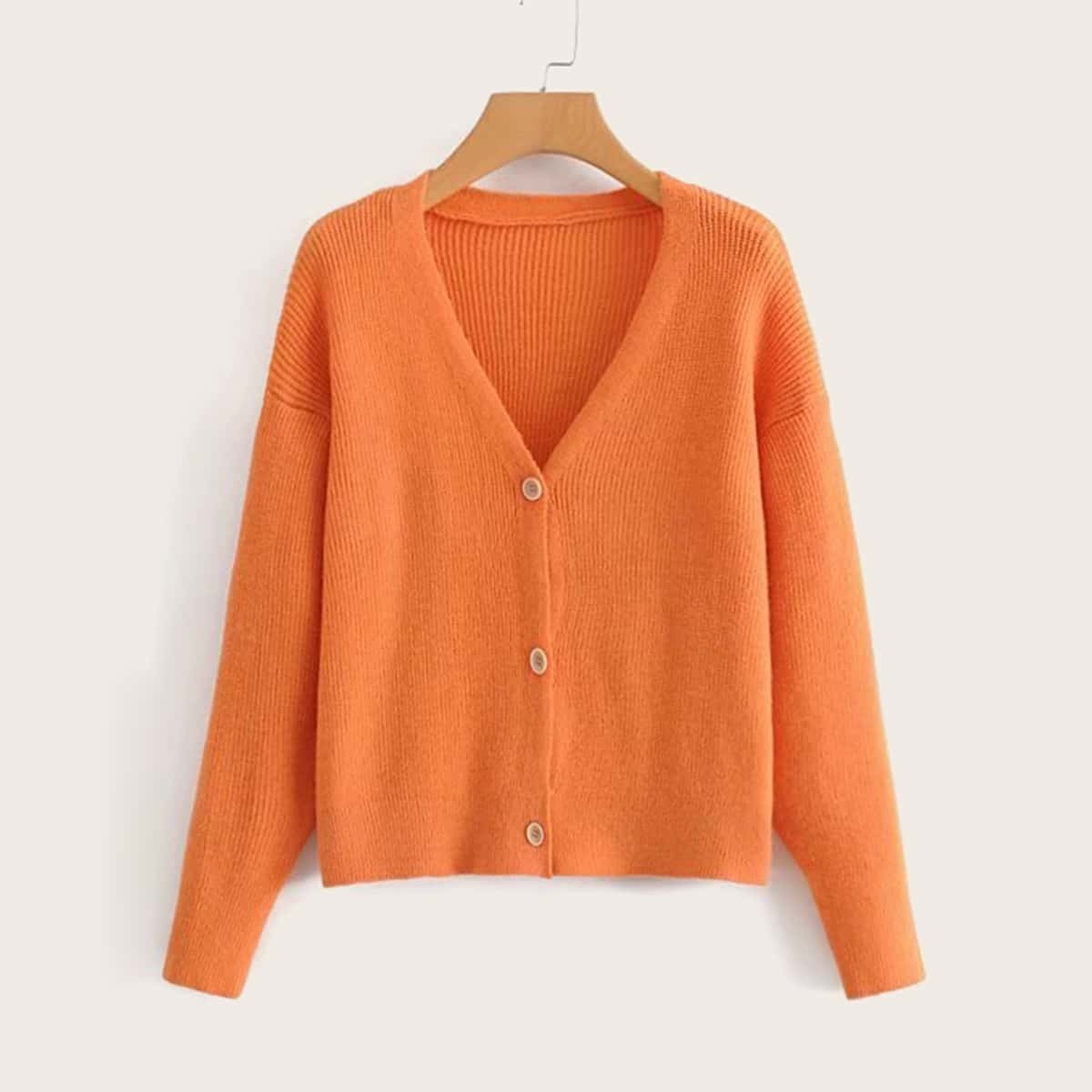 

Neon Orange Button Through Cardigan, Orange bright