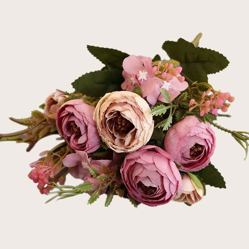 

Artificial Leaf 1 Bunch With 5pcs Branch, Multicolor