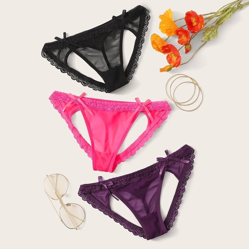 

Cut-out Lace Trim Panty Set 3pack, Multicolor