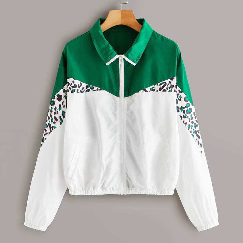 

Cut And Sew Zipper Windbreaker Jacket, Multicolor
