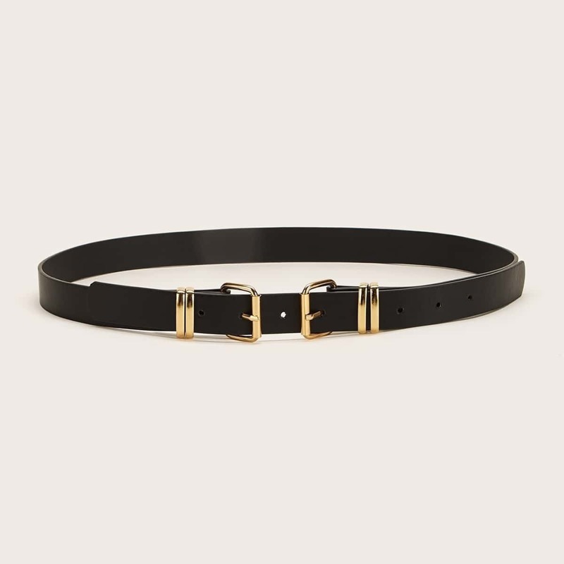 

Double Metal Buckle Belt, Black