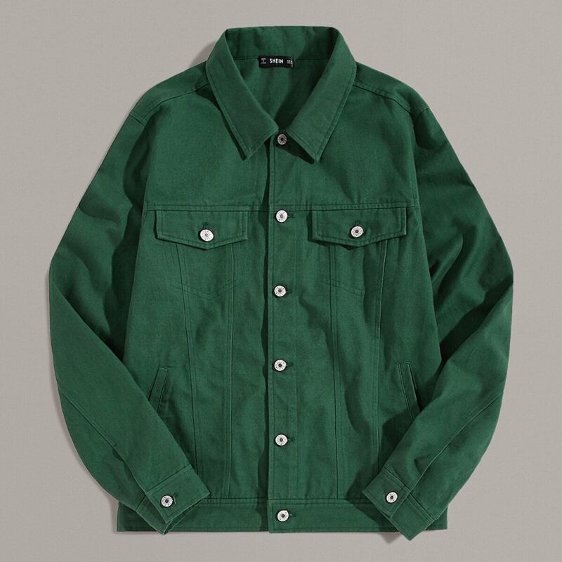 

Guys Flap Pocket Patched Overshirt, Green