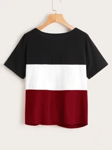 SHEIN EZwear Colour-block Twist Hem Top - Multicolor - View 2