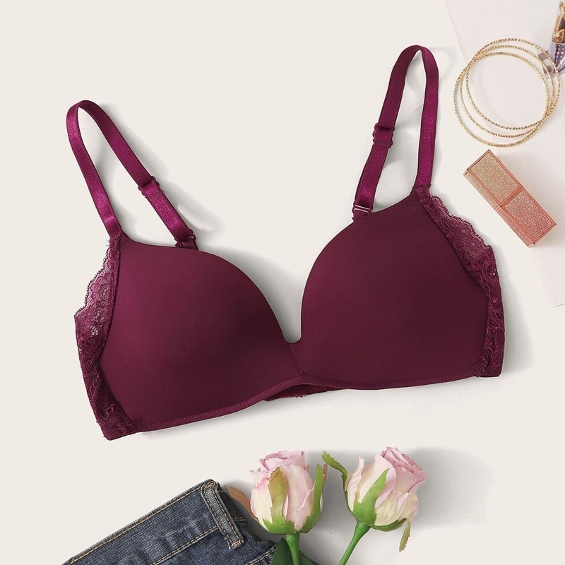 

Floral Lace Bra, Burgundy