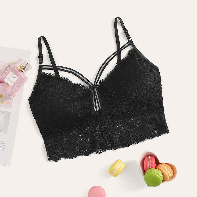 

Floral Lace Bralette, Black