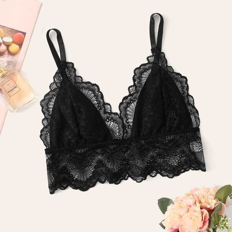 

Floral Lace Bralette, Black