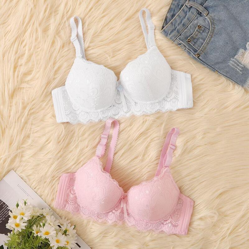 

Floral Lace Underwire Bra Set 2pack, Multicolor