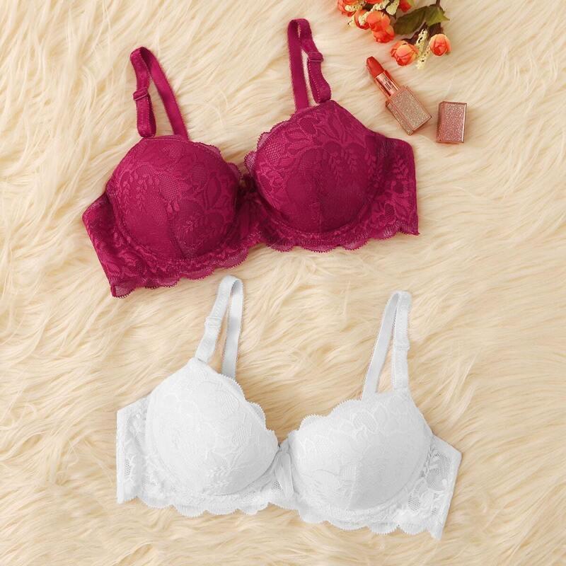 

Floral Lace Underwire Bra Set 2pack, Multicolor