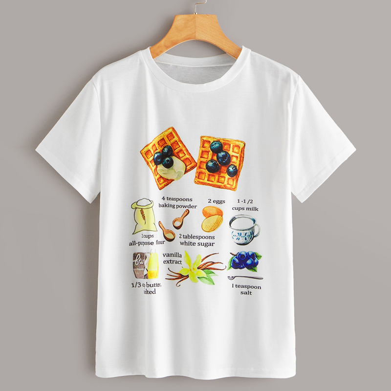 

Letter And Food Print Tee, White