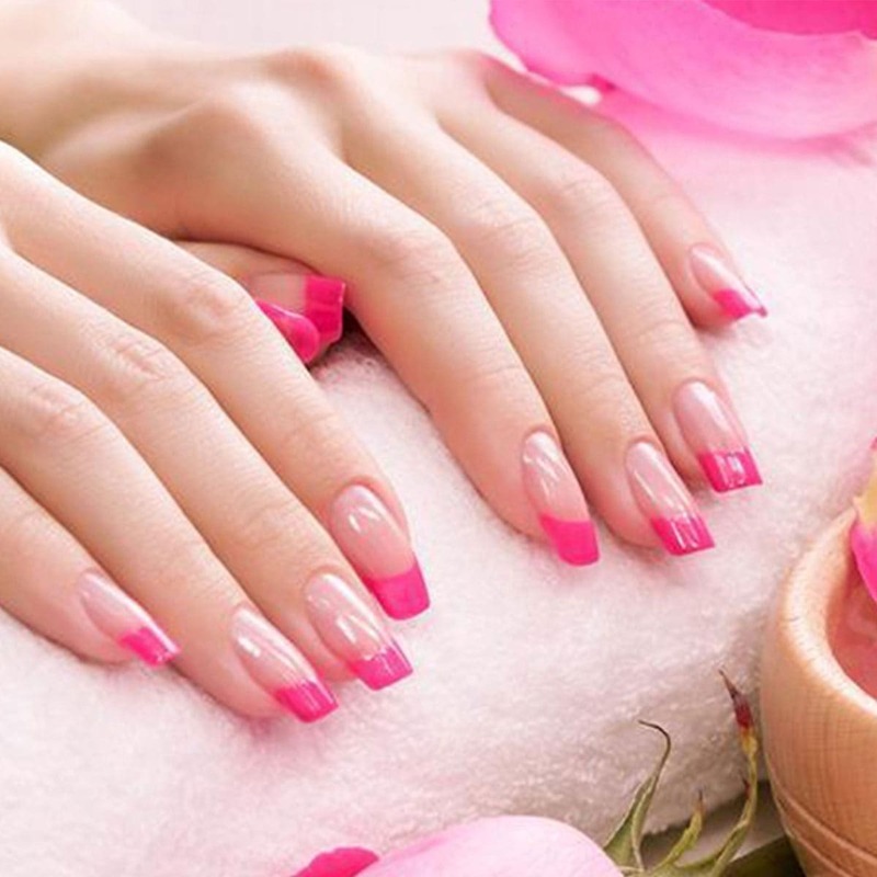 

Two Tone Fake Nail 24pcs With Double Side Tape, Multicolor