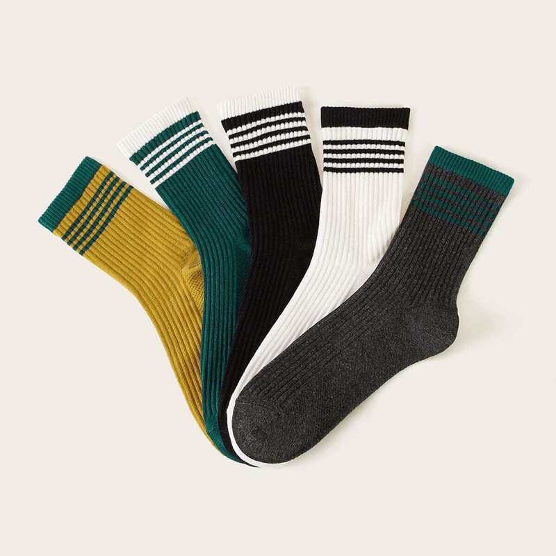 

Guys Striped Pattern Socks 5pairs, Multicolor