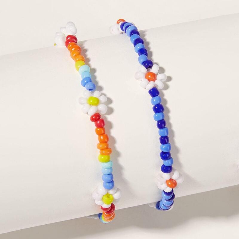 

Daisy Decor Beaded Bracelet 2pcs, Multicolor