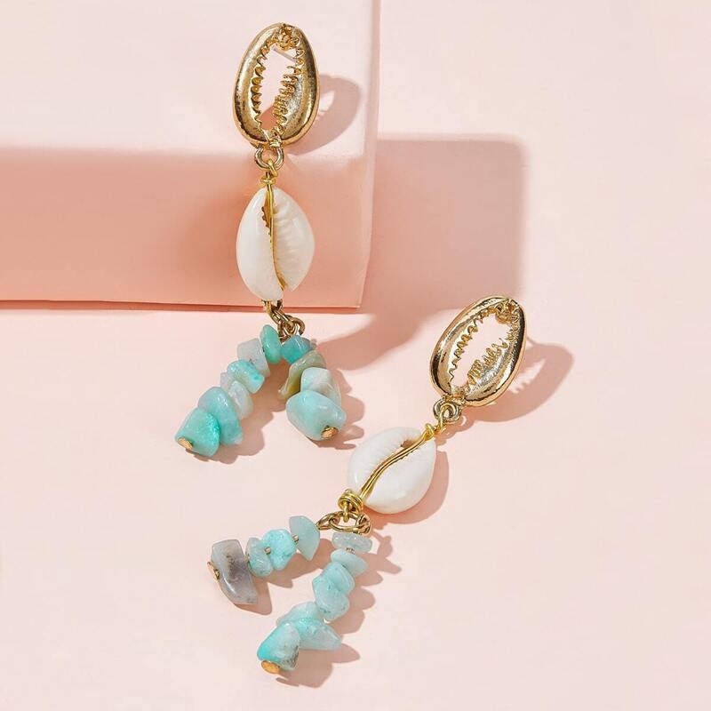 

Shell Decor Stone Drop Earrings 1pair, Multicolor
