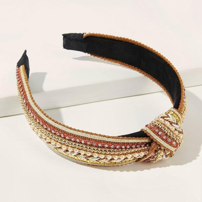 

Rhinestone & Faux Pearl Decor Headband, Multicolor