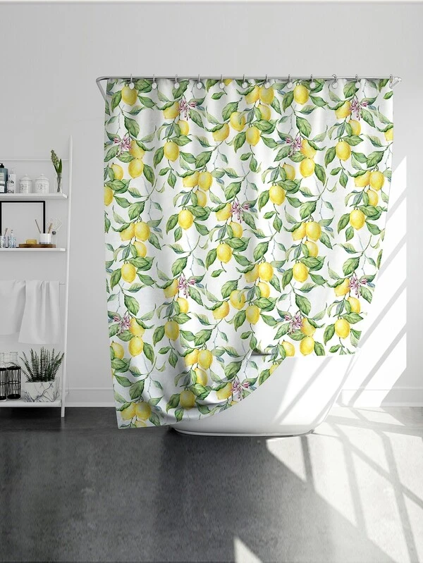 Lemon Print Shower Curtain Shein Uk