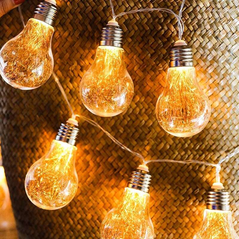 

10pcs Copper Wire Bulb String Light 1.5M, Gold