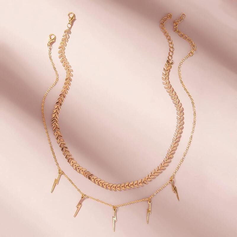 

Thunder & Arrow Decor Necklace 2pcs, Gold